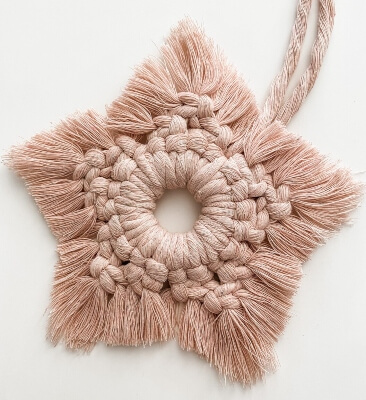 Blush Pink Macrame Star Ornament from jocelynspired