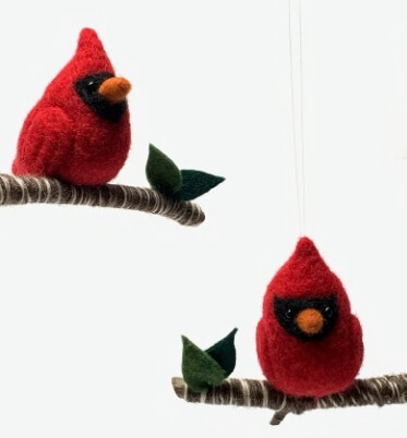 Cardinal Christmas Ornament DIY Needle Felting Kit for Beginner from SweetBauerKnits