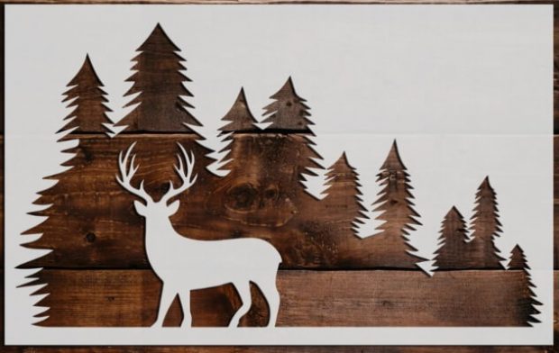 DIY Deer in the Forrest Stencil from LittleStencilShop