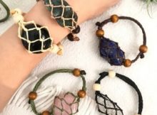Interchangeable Crystal Cage Pouch Bracelet Macrame by HappyStonesCreationz