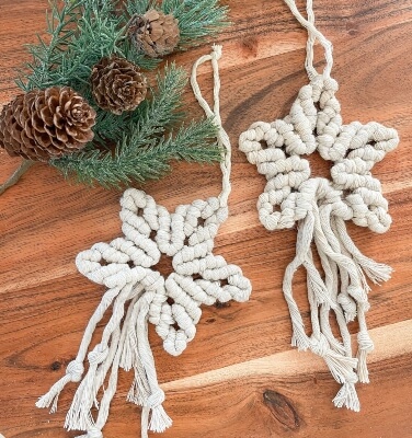 Macrame Christmas Star Ornaments from KnottyStuffMacrame