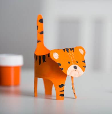 Easy Cardboard Tube Tiger Craft For Kids by In The Playroom