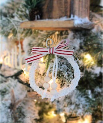 Easy Macrame Christmas Tree Ornament by Pretty DIY Home