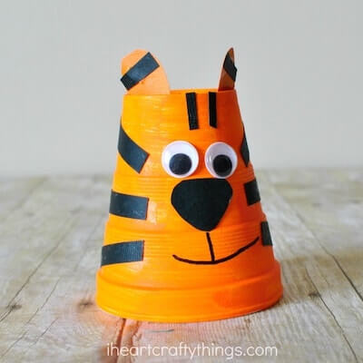 Foam Cup Tiger Craft for Preschool by I Heart Crafty Things