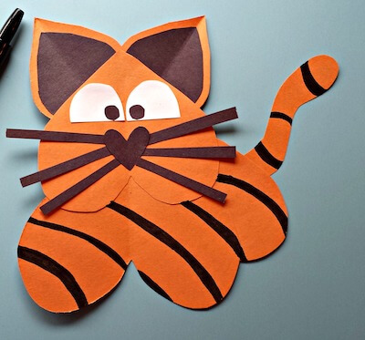 Artesanía del tigre del corazón para niños por Crafty Morning