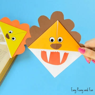 Lion Corner Bookmark Craft by Easy Peasy And Fun