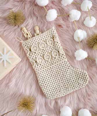 Macrame Christmas Stocking Tutorial by A Beautiful Mess