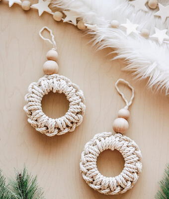 Macrame Mini Wreath Christmas Ornaments by Lily Ardor