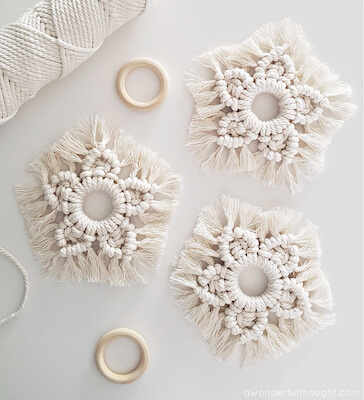 Macrame Snowflake Ornaments by A Wonderful Thought
