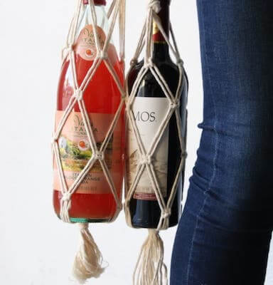 Macrame Wine Bottle Holder by Melanie Ham