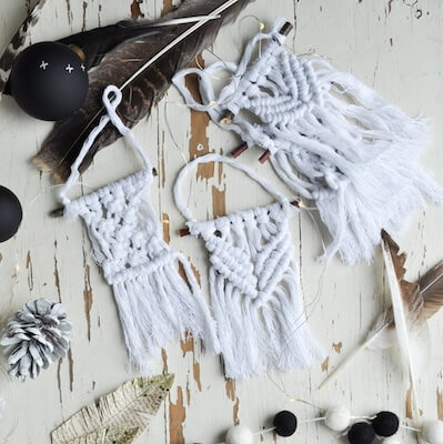 Mini Macrame Christmas Ornaments by Life Is A Party