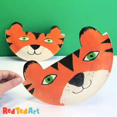 Plato de papel mecedor Tiger Craft para niños por Red Ted Art