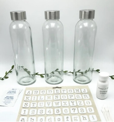 Etching Glass Kit Personalize Our Glass Water Bottles from MakeItKit