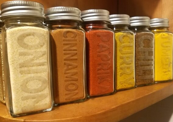 Glass Etched Spice Jars