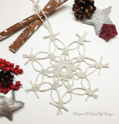 Macrame Snowflake Ornament by UniqueForYouByVanya