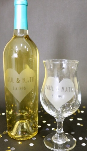 Personalised Etched Glass Wine Bottle