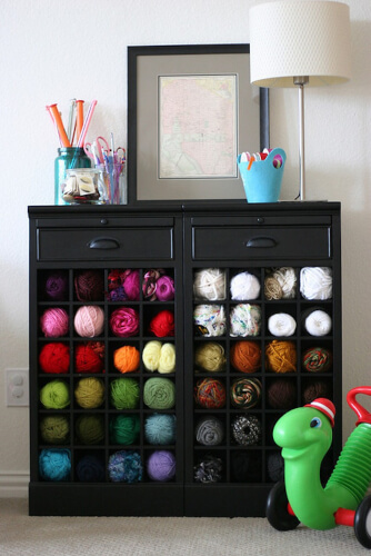 Wine Cabinet DIY Yarn Storage