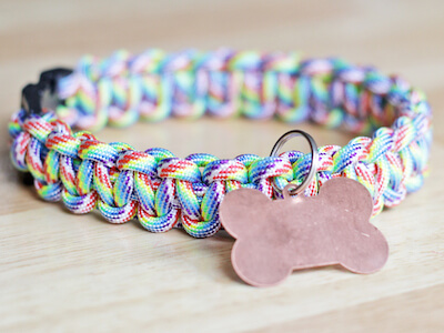 Macrame Rainbow Paracord Dog Collar by Hands Occupied