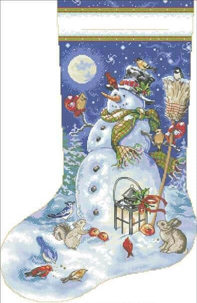 Christmas Snowman Cross Stitch Stocking Pattern from Cross-Stitch Club