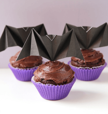 Origami Bat Cupcake Toppers DIY Halloween Paper Craft by Gathering Beauty