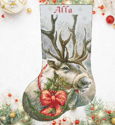 Deer Christmas Stocking Pattern from CrossStitchTR