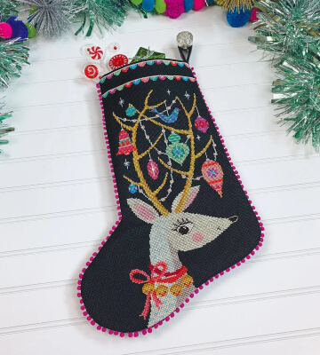 Oh Deer! Satsuma Street Cross Stitch Christmas Stocking Pattern from SatsumaStreet