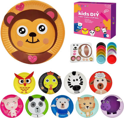 Kits de manualidades de animales con platos de papel para niños de Qilemore