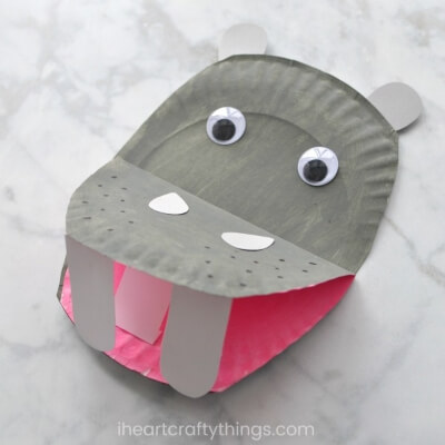 Tutorial de hipopótamo con plato de papel de I Heart Crafty Things