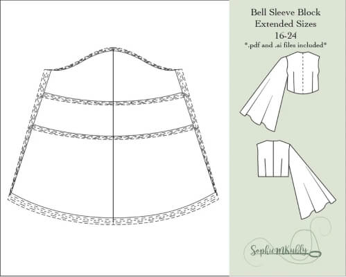 Plus Size Womens Bell Sleeve Sewing Pattern by SophieMKublyDesign