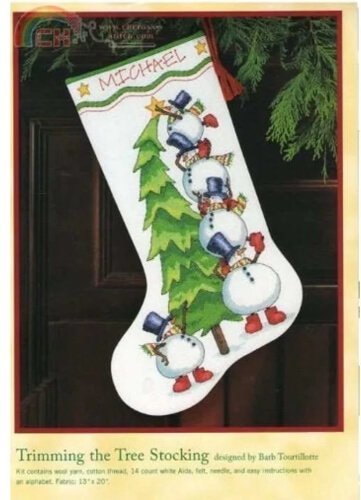 Trimming the Tree Stocking Cross Stitch Pattern from StitchWithLoveStore