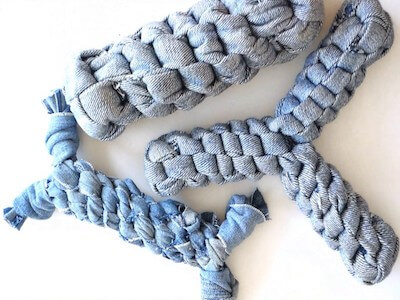 Denim DIY Macrame Dog Toy Pattern by Sew Historically