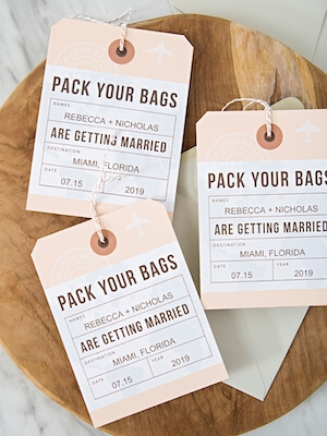 DIY Luggage Tag Save The Dates by Something Turquoise