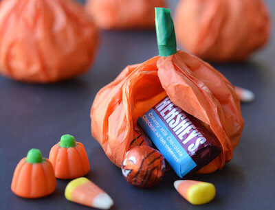 Easy Tissue Paper Pumpkin Favours by One Little Project