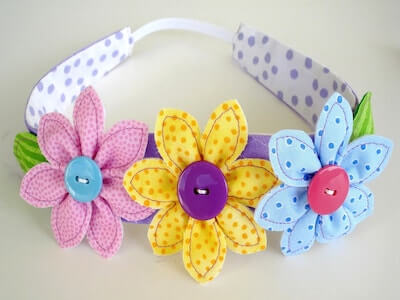 Flowers, Leaf, And Narrow Headband Sewing Pattern by Precious Patterns