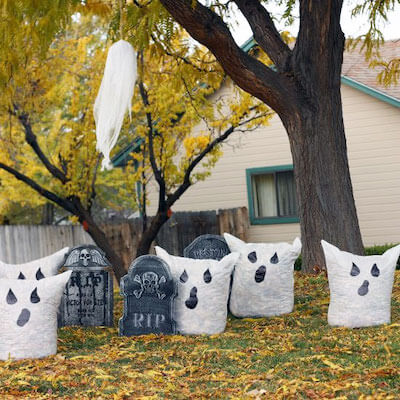 Ghost Leaf Bags Outdoor Halloween Decor by Everyday Art