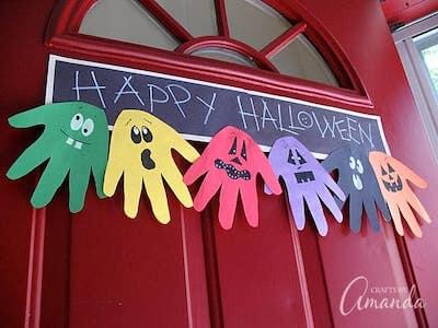 Handprint Ghoul Banner Halloween Paper Decoration by Crafts By Amanda