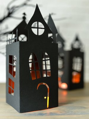Haunted House Lantern Free Hallowen Paper Craft by Hey, Let's Make Stuff