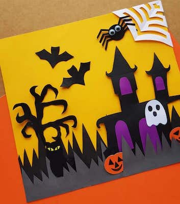 Halloween Haunted House Paper Craft by The Purple Pumpkin Blog