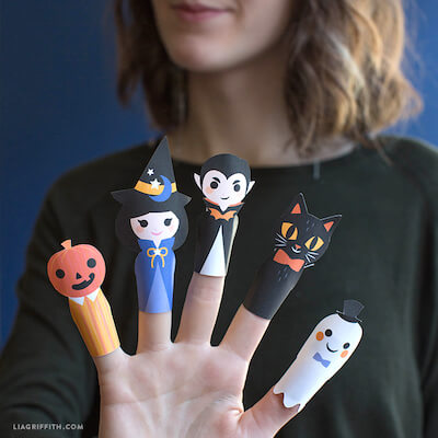 Finger Puppets Free Halloween Paper Craft by Lia Griffith
