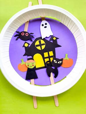 Haunted House Paper Plate Halloween Craft by Made With Happy