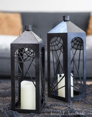 Spiderweb Lanterns Halloween Paper Decorations by Crafting My Home