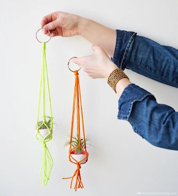 DIY Mini Plant Hangers Macrame Pattern by Think Make Share