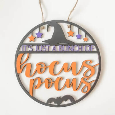 Hocus Pocus Door Hanger Wood DIY Outdoor Halloween Decoration from HeepDesignCo