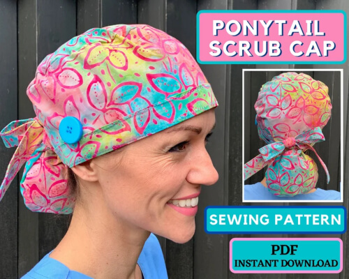 Ponytail Surgical Cap Pattern by LittleShootingStars