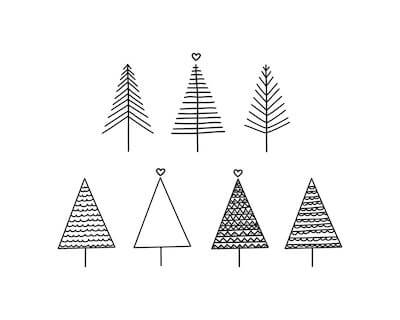 Black And White Christmas Tree Clipart by Sabina Palm Design