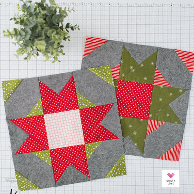 Christmas Compass Star Quilt Pattern by Quilty Love