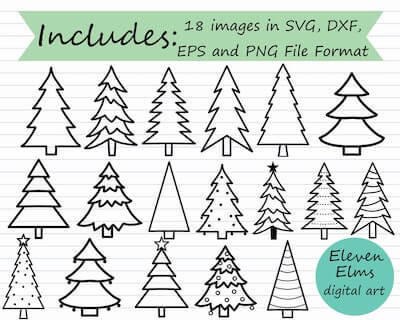 Christmas Pine Tree Cliparts by Eleven Elms