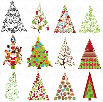 Christmas Tree Cliparts by Pink Pueblo