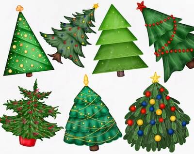 Green Christmas Tree Cliparts by Zayami Art