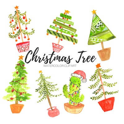 Christmas Tree Watercolor Clipart by Write Lovely